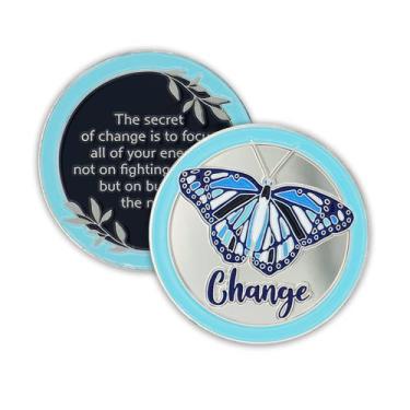Imagem de Moeda AA Sobriety Chip The Token Shop Blue Butterfly 34 mm