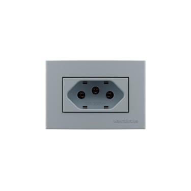 Imagem de Placa para Móveis 65x45 com Tomada MarGirius Sleek Colors 2P+T 20A Cinza