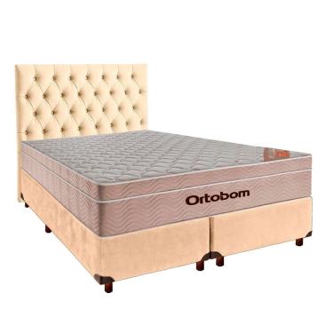 Imagem de Cama + Box Perola E Colchão Ortobom Molas Ensacadas Queen - Airtech + Cabeceira