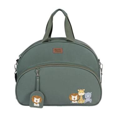 Imagem de Bolsa Maternidade M Safari Verde Musgo Bordado Com Bolso Frontal - 01 
