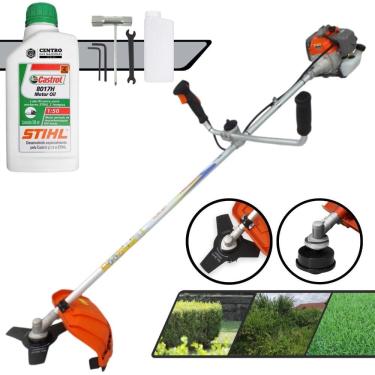 Imagem de Roçadeira Multifunções Vulcan VR330-P 33cc 1,2HP de Potência Aparador de Grama Com Guidão Anti-Vibração Carretel + Lâmina 3 Pontas + ÓLEO STIHL 2T
