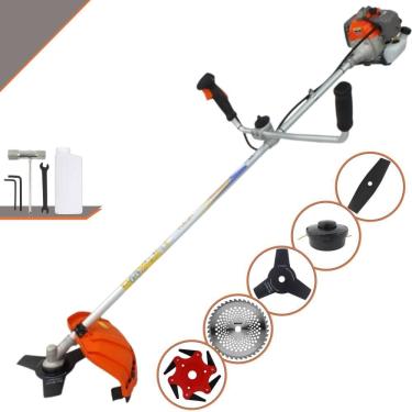 Imagem de Cortador de Grama Vulcan VR330P À Gasolina 33cc Para Todos os Tipos de Trabalho Com Guidão Antivibração Carretel de Nylon + Kit de 4 Lâminas de Cortes