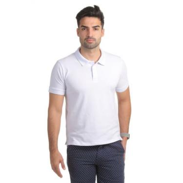 Imagem de Camiseta Masculina Gola Polo Branca Piquet Com Elastano Básica Lisa