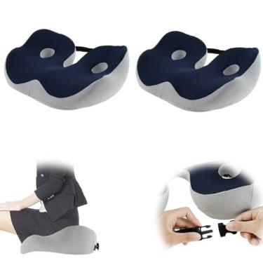 Imagem de Almofada de assento de espuma viscoelástica para cadeira de escritório, dor no quadril, almofada ergonômica para hemorroidas para longas horas sentado, cadeira de escritório, cadeira de jogos e