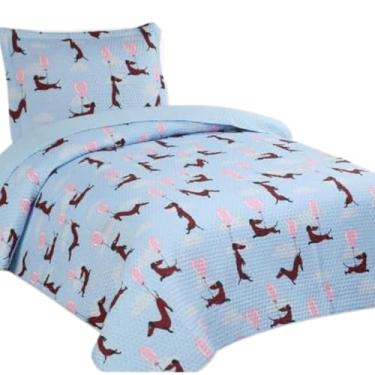 Imagem de Kit Colcha Solteiro Infantil Habitat 2 Peças 1,60m x 2,40m - Estampados (Cachorrinho e Balões)