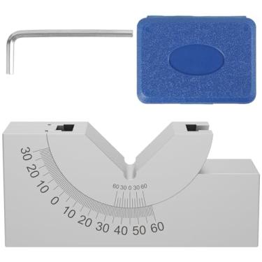 Imagem de LEEZDTTXAN Medidor de ângulo de bloco V AP25 0° - 60° ajustável, micro ângulo multifuncional, bloco V, fresagem, bloco de alta precisão, com chave inglesa para plaina de fresadora (prata)