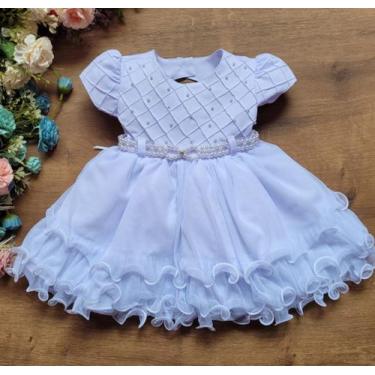 Imagem de Vestido infantil batizado bebe branco recem nascido a 1 ano - Luxo Kid