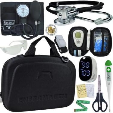 Imagem de Kit Enfermagem Estagio Super Luxo Medidor de Glicose Completo Premium,