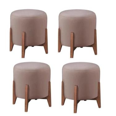Imagem de Conjunto 04 Puff Thor Banqueta Pés Madeira Catânia Hall - Straso Decor