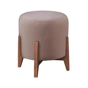 Imagem de Puff Redondo Thor Banqueta Pés Madeira Quarto Infantil - Straso Decor,