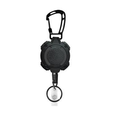 Imagem de Porta-crachá tático - carretel resistente com clipe retrátil, chaveiro, porta-cartão de identificação (preto F)