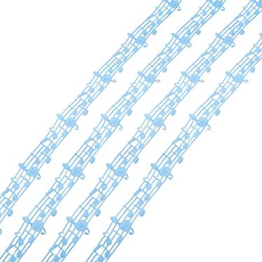 Imagem de 20 jardas/rolo fitas de notas musicais fita de gorgorão de poliéster fita de artesanato musical para embalagem de presente, decoração de festa, artesanato de costura, 2,8 cm de largura, azul