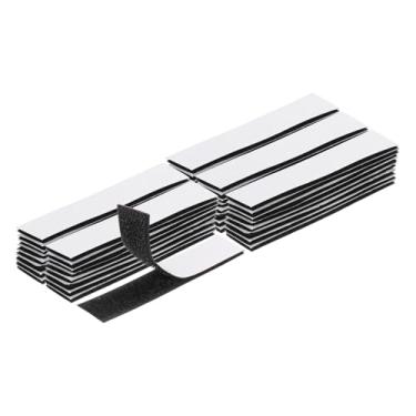 Imagem de Generic 48 conjuntos de tiras de gancho e laço com adesivo 2 x 10 cm fita dupla face gancho e laço de nylon autoadesivo para carro de escritório em casa, preto
