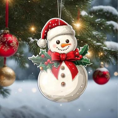 Imagem de Enfeites de Natal, boneco de neve, cristal pendurado, enfeites de árvore de Natal feitos à mão, decoração de carro e casa - presentes de Natal, decoração de artesanato em acrílico, ideias de troca de