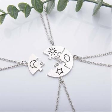 Imagem de Colares de irmã combinando para 4 melhores amigas, presentes para mulheres, colar de quebra-cabeça prata para irmãs, presentes de aniversário para melhores amigas, presentes de amizade para mulheres
