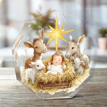 Imagem de Presépio para decoração da primeira história de Natal, presépio para exibição interna de casa, mesa