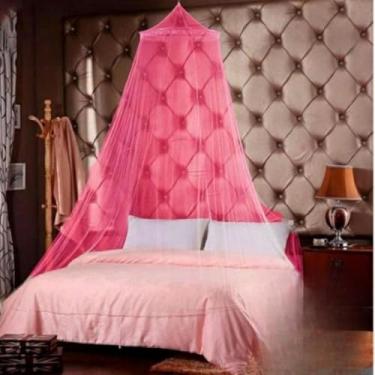 Imagem de Mosquiteiro de Teto Rendinha Filó com Elástico Para Cama Casal Box Solteiro 2,55m x 8,50m(ROSA)