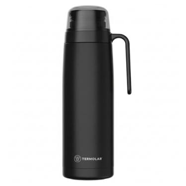 Imagem de GARRAFA TERMICA R-EVOLUTION ROLHA DUPLA AÇÃO C/EMBALGEM 1L INOX PRETO