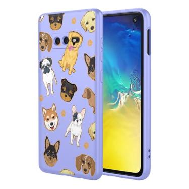 Imagem de KOARWVC Capa de celular para Galaxy S10e, SM-G970U Samsung S10e, design de estampa de cachorro fofo, capa protetora fina de TPU macio para Samsung Galaxy S10e, cachorro roxo
