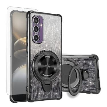 Imagem de Asuwish Capa de celular para Samsung Galaxy S25 5G capa magnética com protetor de tela de vidro temperado e glitter brilhante à prova de choque anel rígido suporte rígido acessórios S 25 25S SM-S931U