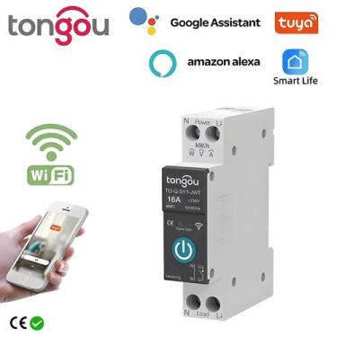 Imagem de Disjuntor Inteligente WiFi 1P 63A Para Trilho DIN Com Controle Remoto 