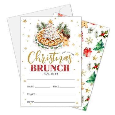 Imagem de Dr.Baner Cartões de convites de festa de brunch de Natal, Waffles coloridos e cartões de festa de Natal para festas de Natal, casamentos, suprimentos de festa de Natal para amigos e família, 01