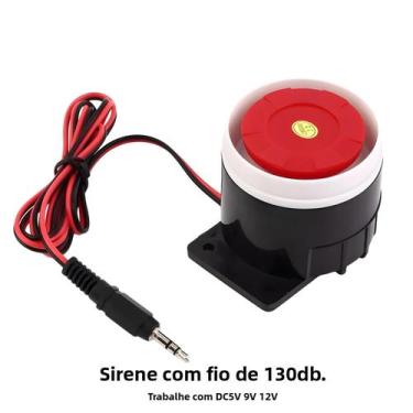 Imagem de Sirene De Alarme Mini Com Fio De 130db Para Sistema De Alarme DC5V 9V 