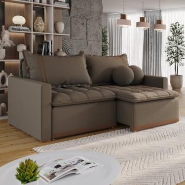 Imagem de Sofá Cama Retrátil em Madeira Eucalipto e Bouclê 220cm Flórida - Conce