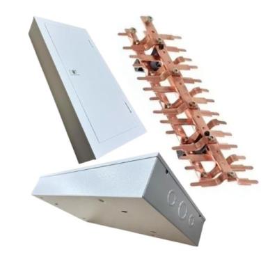 Imagem de Quadro Distribuição Sobrepor + Barramento Trifásico 100a de Aço Marca 