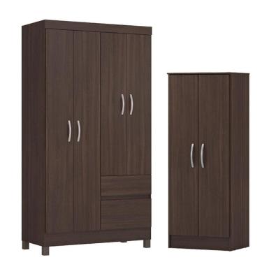 Imagem de Guarda Roupa Solteiro Lótus Com Multiuso Viena Café - Demóbile