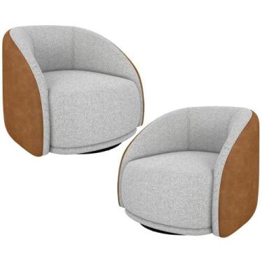 Imagem de Kit 02 Poltronas Decorativas Giratória Angelina M03 material sintético