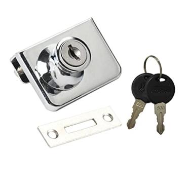 Imagem de Fechadura de armário de vidro deslizante com chaves, trava de exibição de fácil instalação, acabamento cromado para vidro de 3 a 8 mm de espessura - perfeita para vitrines e janelas - 48 x 35 mm B