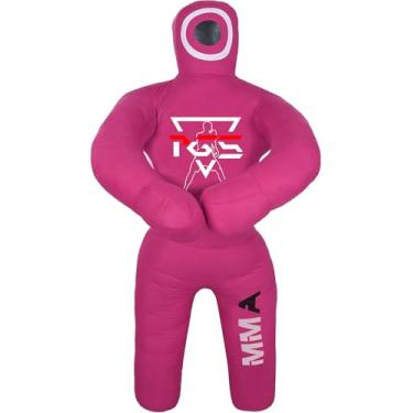 Imagem de Saco de pancadas de MMA para crianças, luta livre, judô, karatê, autodefesa, boxe, jiu-jitsu, sem preenchimento (rosa, 119 cm)