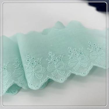 Imagem de Acabamento de renda de algodão de 7 cm, tecido de ilhós bordado floral para costurar vestidos, artesanato, fantasias, sofás, cortinas, roupas de bonecas/animais de estimação (azul claro)