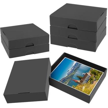 Imagem de Caixa de armazenamento de fotos de 6 peças para fotos de 20 x 25 cm, caixa de papelão grande grossa de 28 x 21,6 x 6,6 cm, caixa de armazenamento de scrapbook com tampa, caixa organizadora de fotos