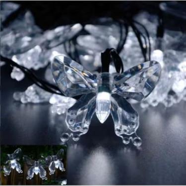 Imagem de Luz Solar para Jardim, Luzes de Natal, Pisca Natal Solar Led 20 Borboletas Rgb Jardim 5 Metros Colorido Enfeite A Prova D`áGua