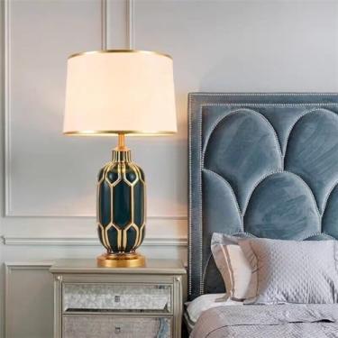 Imagem de Luminária de mesa contemporânea em cerâmica com LED, elegante e luxuosa, para sala de estar, quarto, escritório, casa de campo, hotel, engenharia, mesa de cabeceira (Estilo 3)