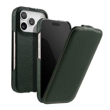 Imagem de LYJSMGZ Capa de couro genuíno para iPhone 17 Pro Max/17/17 Pro/17 Air, capa protetora magnética contra arranhões e forro macio para capa protetora de corpo inteiro de 360°, verde, 17Air