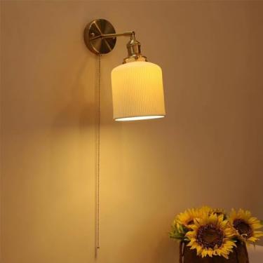 Imagem de Luminária de parede nórdica moderna em latão com LED, estilo retrô americano, para sala de estar, quarto, escritório, hotel, casa de campo, corredor ou qualquer outro ambiente decorativo (Es