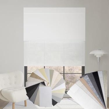 Imagem de Amostra de tecido de persiana dupla motorizada, folhetos de amostra de persianas duplas para janelas internas, persianas automáticas blackout tecidos de poliéster amostra de tecido