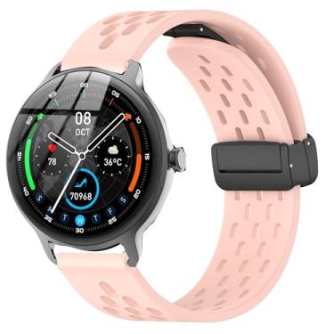 Imagem de Lamshaw Pulseiras para relógios inteligentes DR03, DR05, DR06, pulseiras de substituição de silicone respirável de liberação rápida compatíveis com relógios inteligentes Yoever, KIBFLE, TOOBUR, DR03