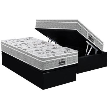 Imagem de Cama Box Baú Solteiro: Colchão Ortopédico Probel D45 - Ep Guarda Costas Próextreme Plus + Base Crc Suede Black(88x188)
