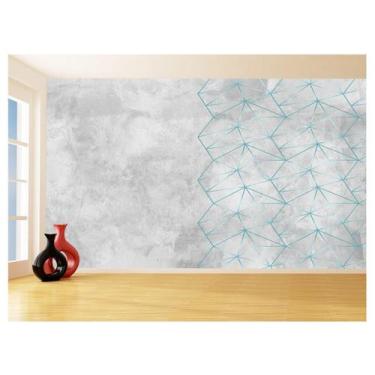 Imagem de Papel De Parede Concreto Linhas Azul Turquesa 3,5M Kkt328 - Você Decor