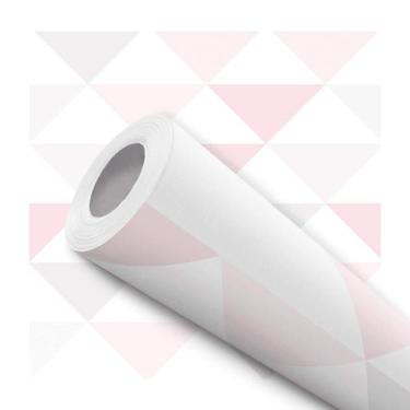 Imagem de Papel De Parede Vinílico Triangulos Rosa e Cinza Quarto Sala Infantil 