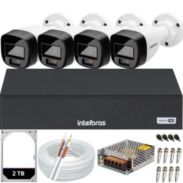 Imagem de Kit 4 Câmeras Intelbras 20m Vhd 1220 Full Color Dvr 4ch Mhdx hd 2TB co