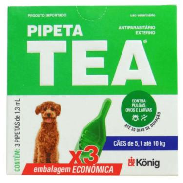 Imagem de Pipeta Tea 1,3 ml Antiparasitário Contra Pulgas para Cães de 5,1 até 1