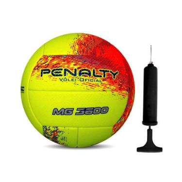 Imagem de Kit Bola de Vôlei Penalty MG 3600 XXI + Bomba de Ar, Amarelo, Laranja,