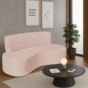 Imagem de Sofá Curvo 2 Lugares Amsterdã 140cm Suede Cor Rosê
