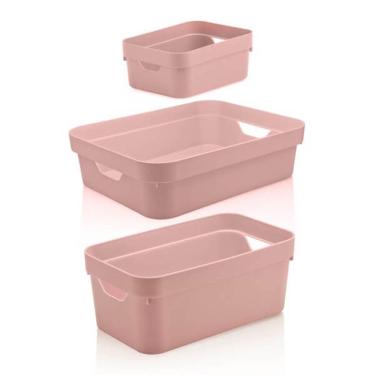 Imagem de Caixa Organizadora Cube Ou Rosa Quartzo Kte 005 3 Peças