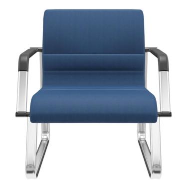 Imagem de Cadeira De Escritório Recepção Com Braço Fixa Cromada Lev P03 Crepe Azul - Lyam Decor